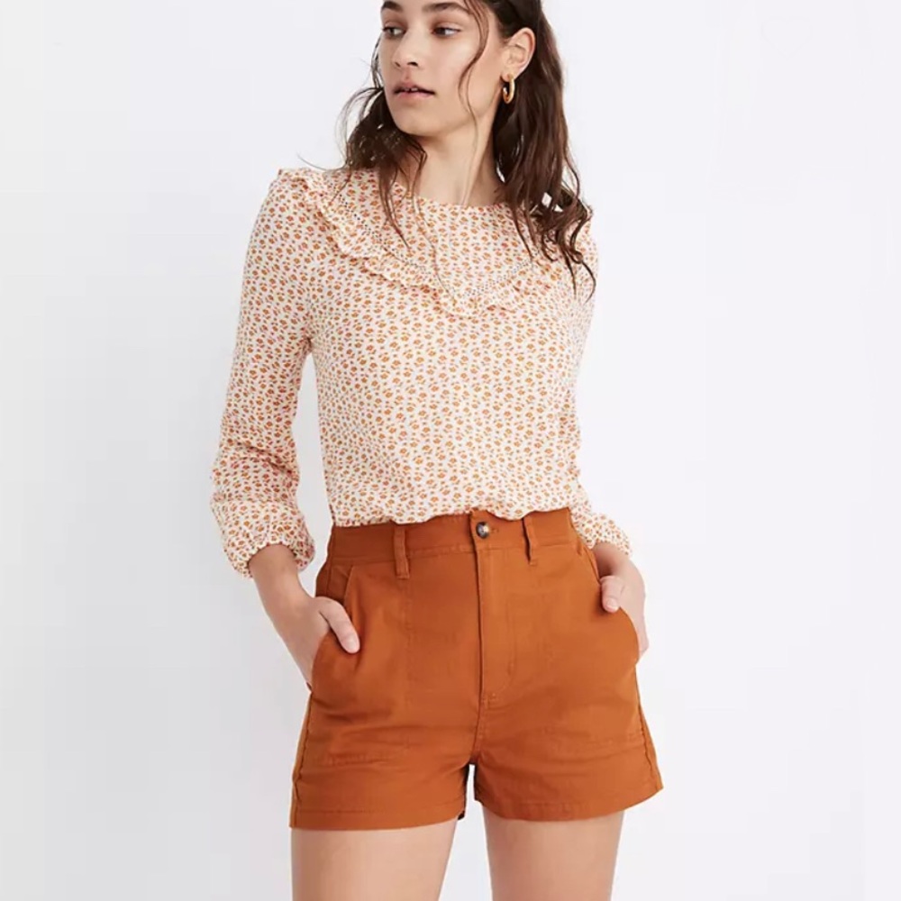 Madewell Small ‘Camp Shorts’ Burnt Orange High Rise NEW